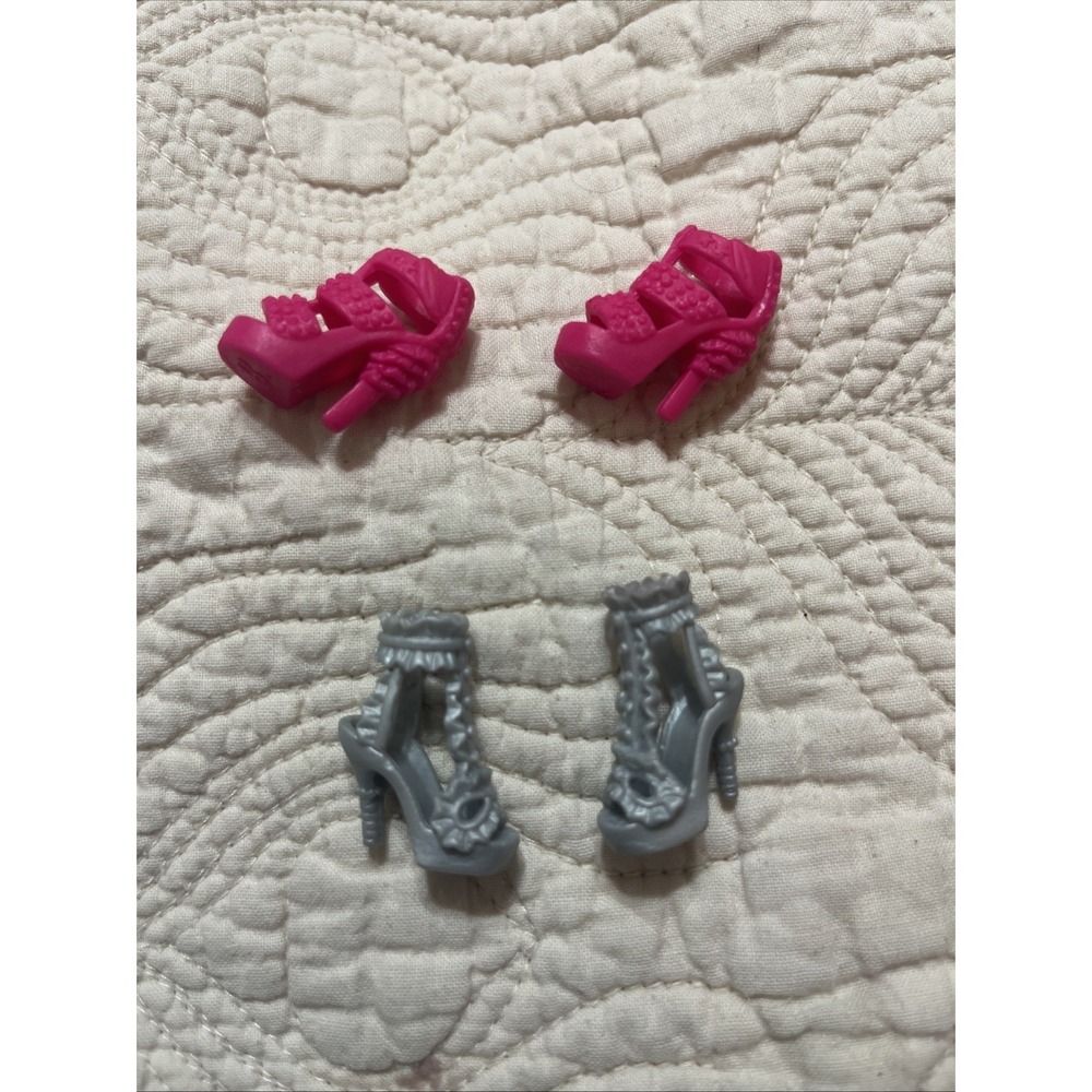 Barbie Mattel High Heel Shoes 2 Pair Pink Gray